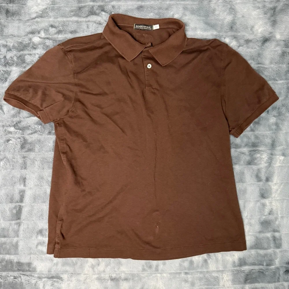 Banana Republic Luxury Touch Performance Polo Shirt Mens Large Brown Cotton